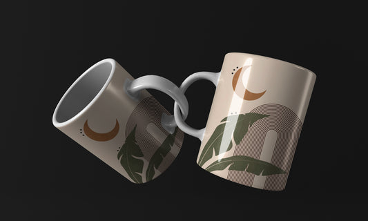 Tree Moon neutral abstract art Mug