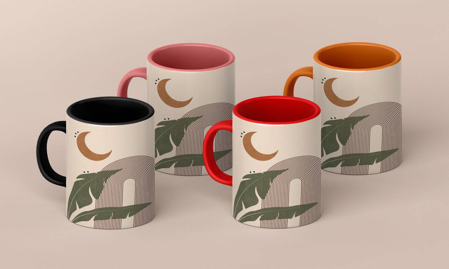 Tree Moon neutral abstract art Mug