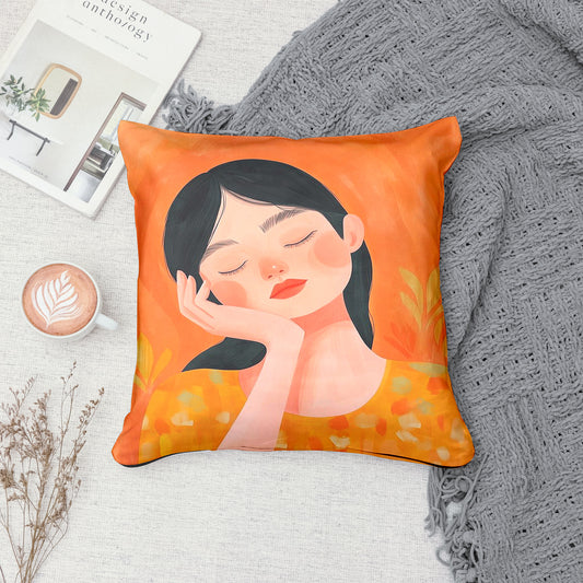 Sleeping Girls Velvet Cushion