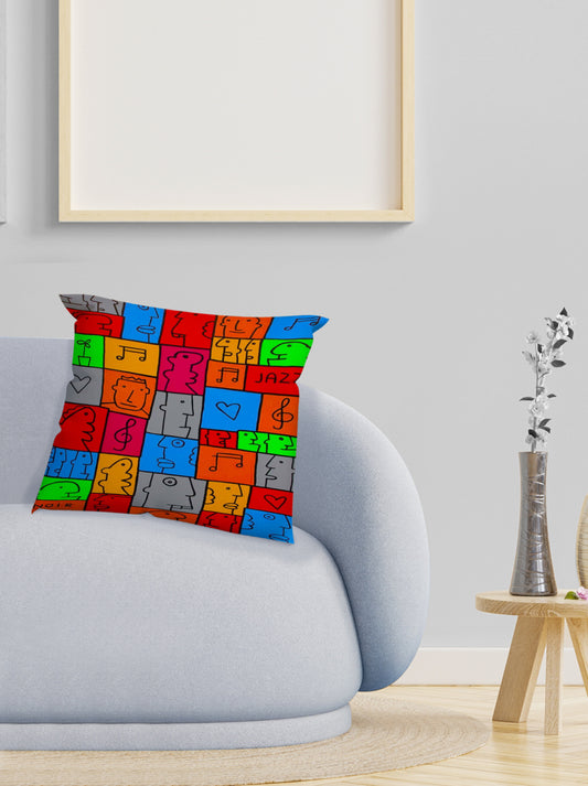 Signature Motifs Pattern Velvet Cushion