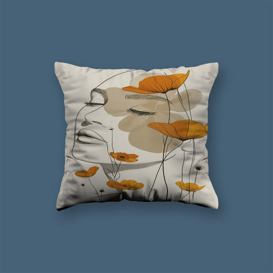 Girl neutral abstract art Velvet Cushion