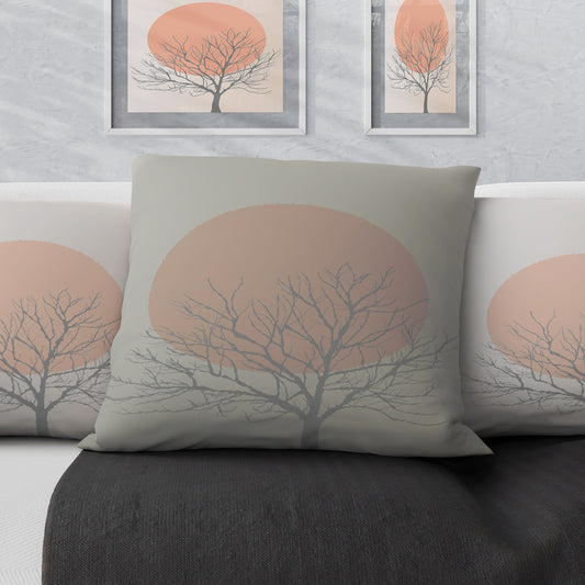 Trees neutral abstract art Velvet Cushion