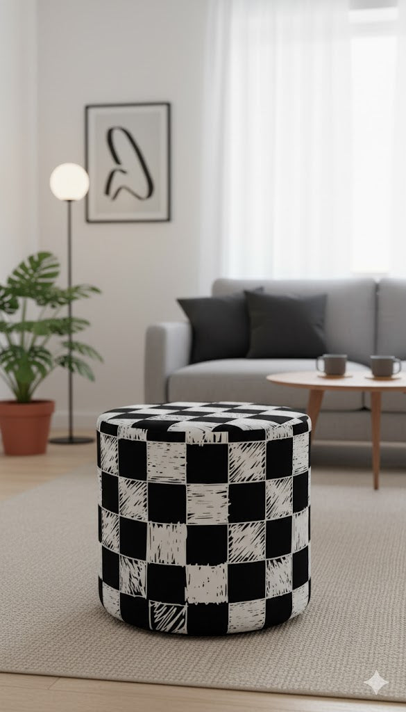 Black And White Pouf