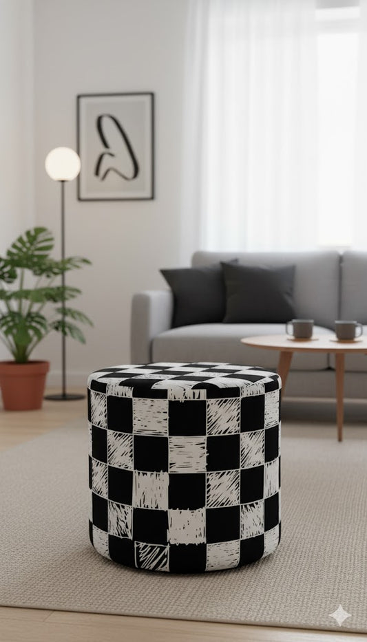 Black And White Pouf