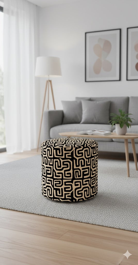 Pattern Black Pouf