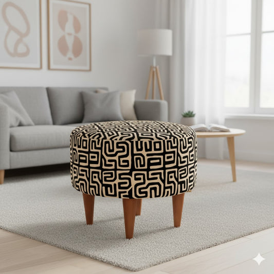 Pattern Black Pouf