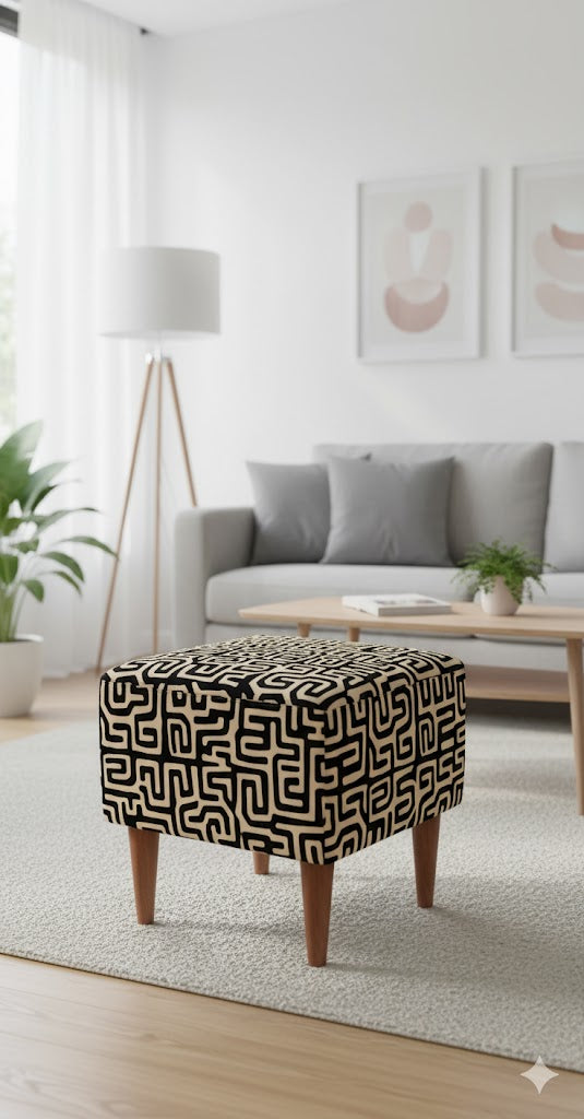 Pattern Black Pouf