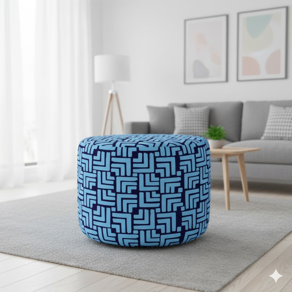 Yellow Pattern Pouf