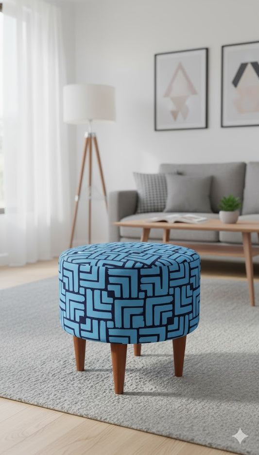 Yellow Pattern Pouf