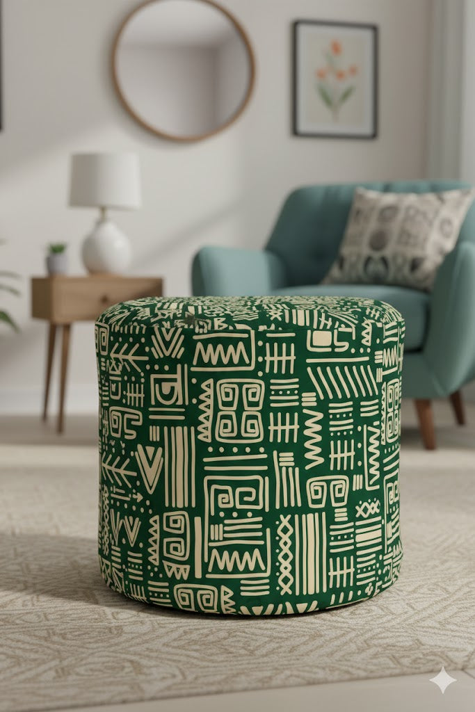 Green Pattern Pouf