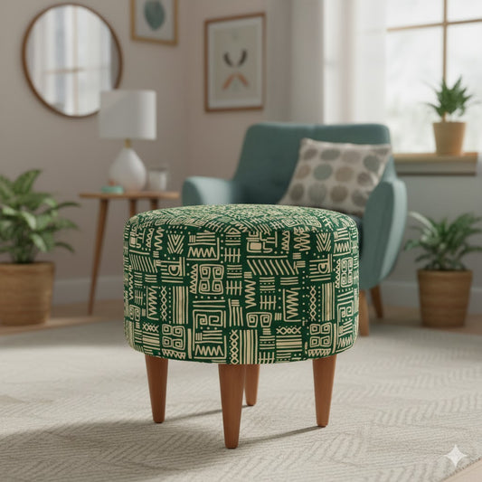Green Pattern Pouf