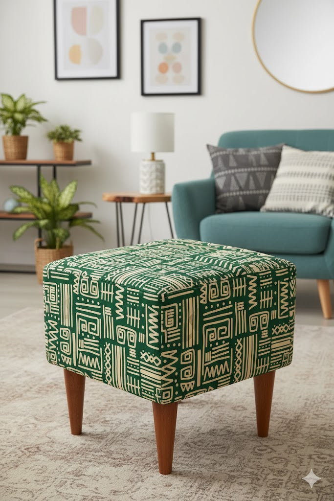 Green Pattern Pouf
