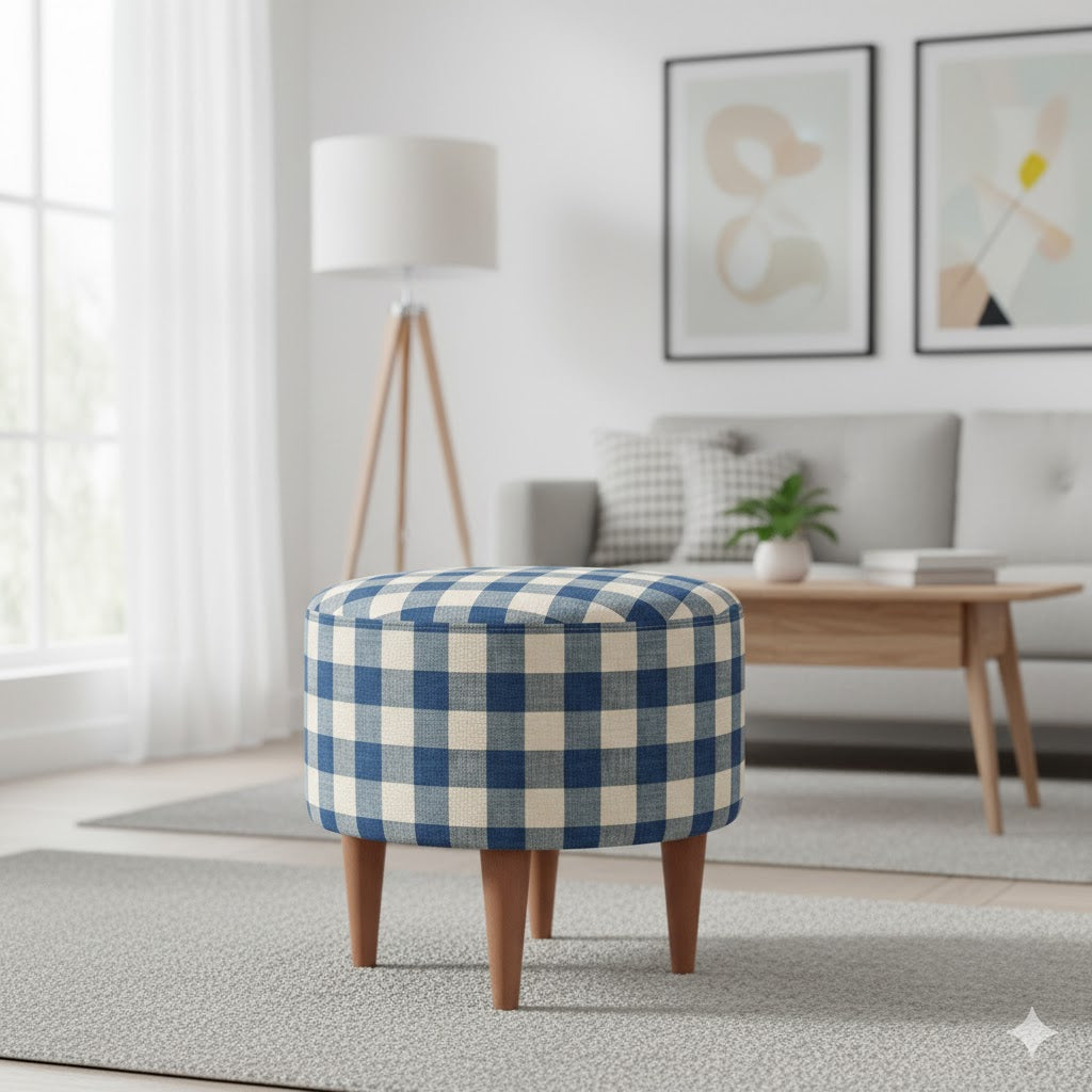 Blue Pattern Pouf