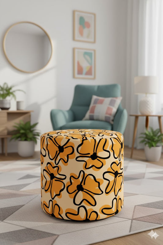 Yellow Leef Pouf