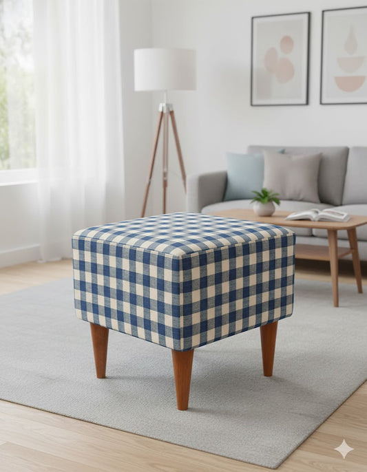 Blue Pattern Pouf