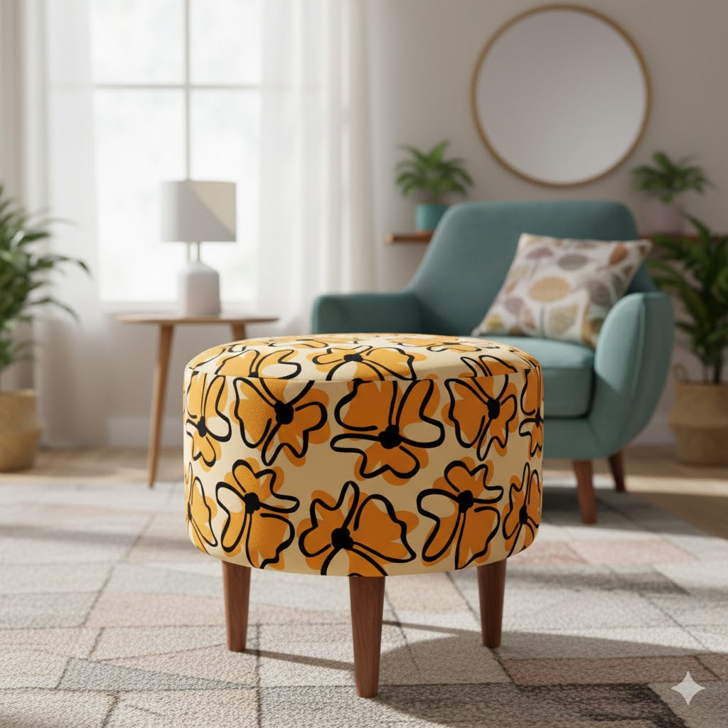 Yellow Leef Pouf