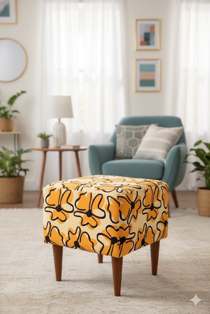 Yellow Leef Pouf